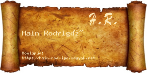 Hain Rodrigó névjegykártya